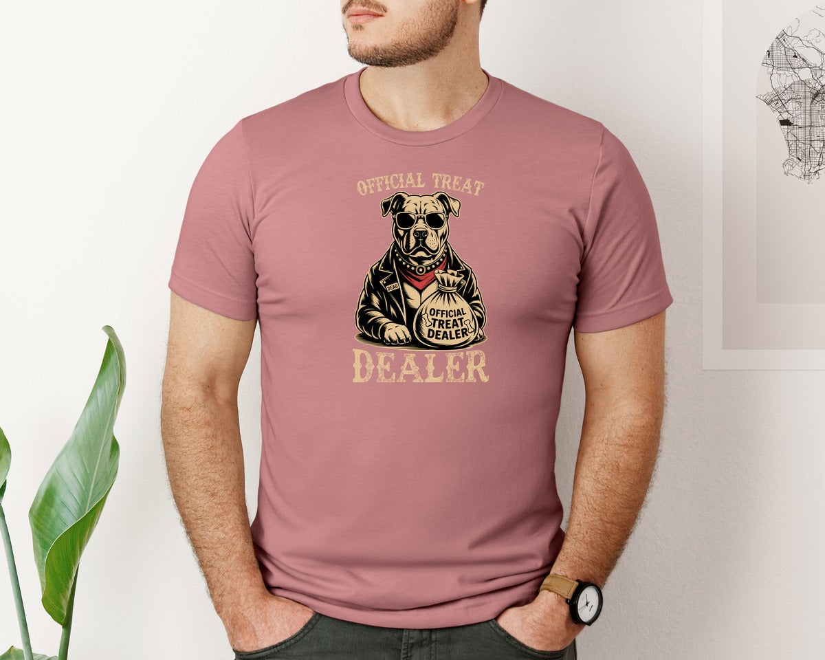 brand:Bella Canvas|color:Heather Mauve|Funny Dog Official Treat Dealer Graphic T-Shirt