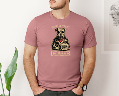 brand:Bella Canvas|color:Heather Mauve|Funny Dog Official Treat Dealer Graphic T-Shirt