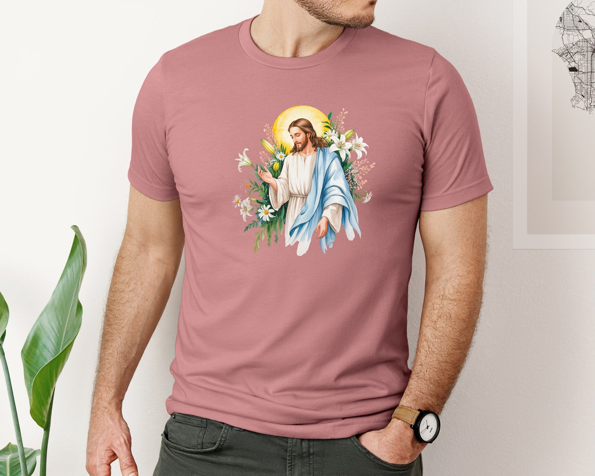 brand:Bella Canvas|color:Heather Mauve|Jesus Christ 10 Graphic T-Shirt
