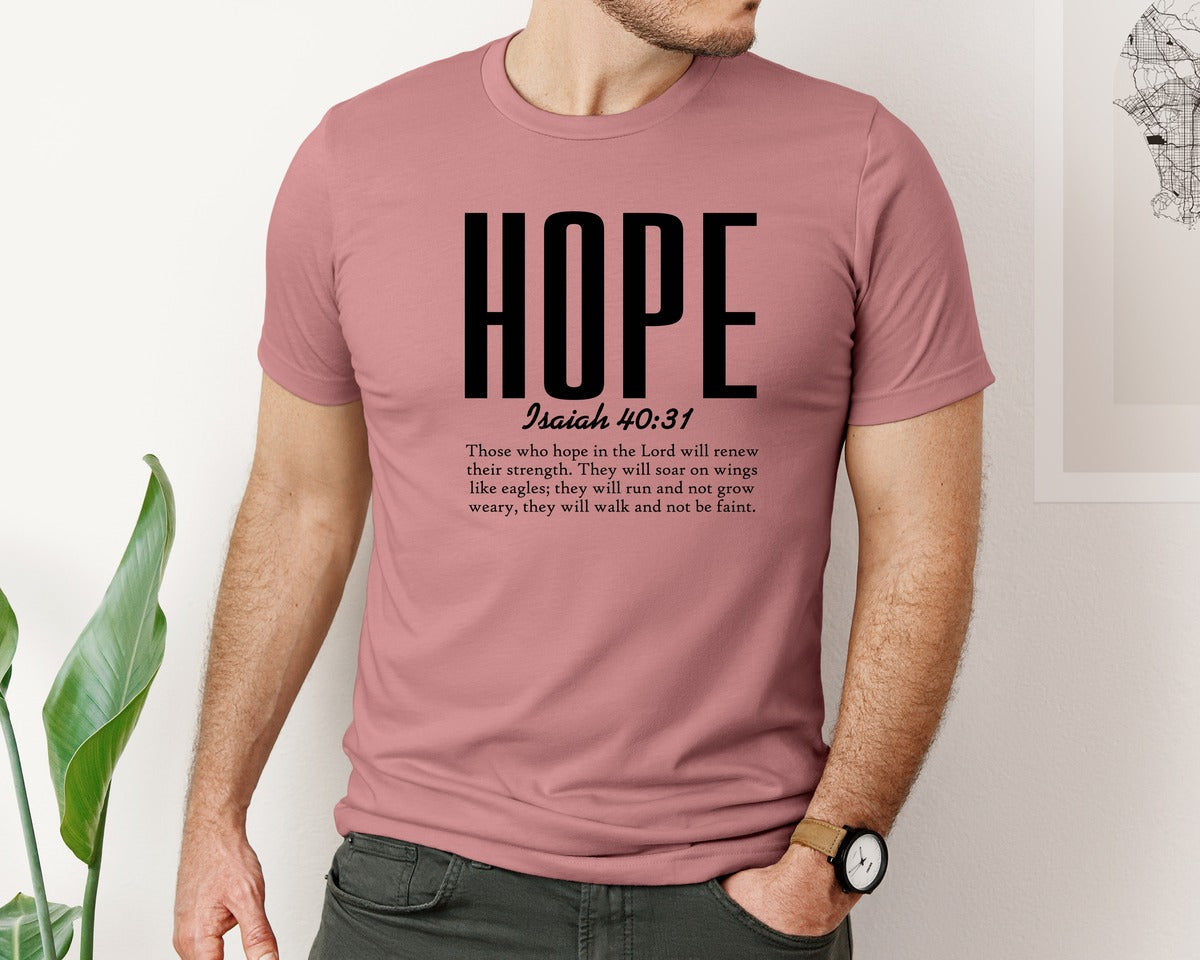brand:Bella Canvas|color:Heather Mauve|Hope Isaiah 4031 Christian Graphic T-Shirt