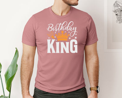 brand:Bella Canvas|color:Heather Mauve|Birthday King Birthday Quote Design 3 Graphic T-Shirt