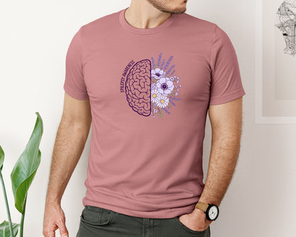 brand:Bella Canvas|color:Heather Mauve|Epilepsy Awareness Brain With Purple Graphic T-Shirt