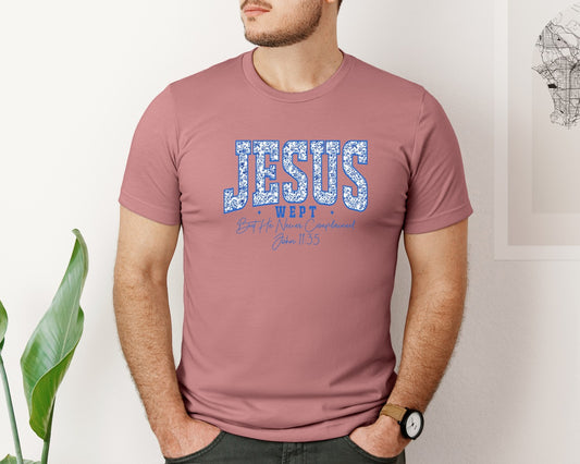 Jesus Wept Floral Christian 2 Graphic T-Shirt