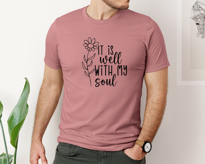 brand:Bella Canvas|color:Heather Mauve|It Is Well With My Soul 125 Graphic T-Shirt