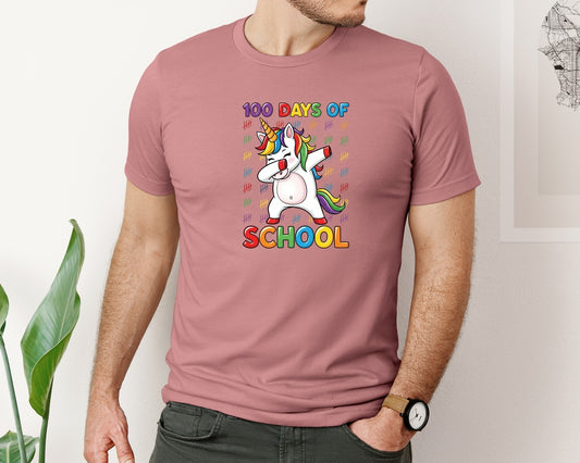 100 Days Of School Unicorn Dabbing Graphic T-Shirt