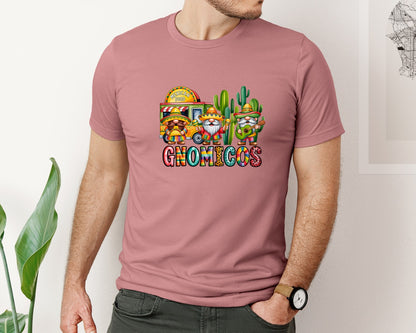 brand:Bella Canvas|color:Heather Mauve|Mexico Gnomigos Graphic T-Shirt