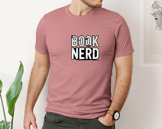 Book Nerd E280A2 Distressed Typography Graphic T-Shirt
