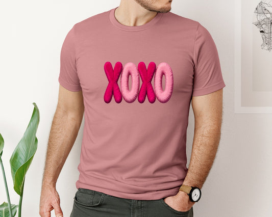 Sparkly Valentines Day Faux Xoxo Graphic T-Shirt