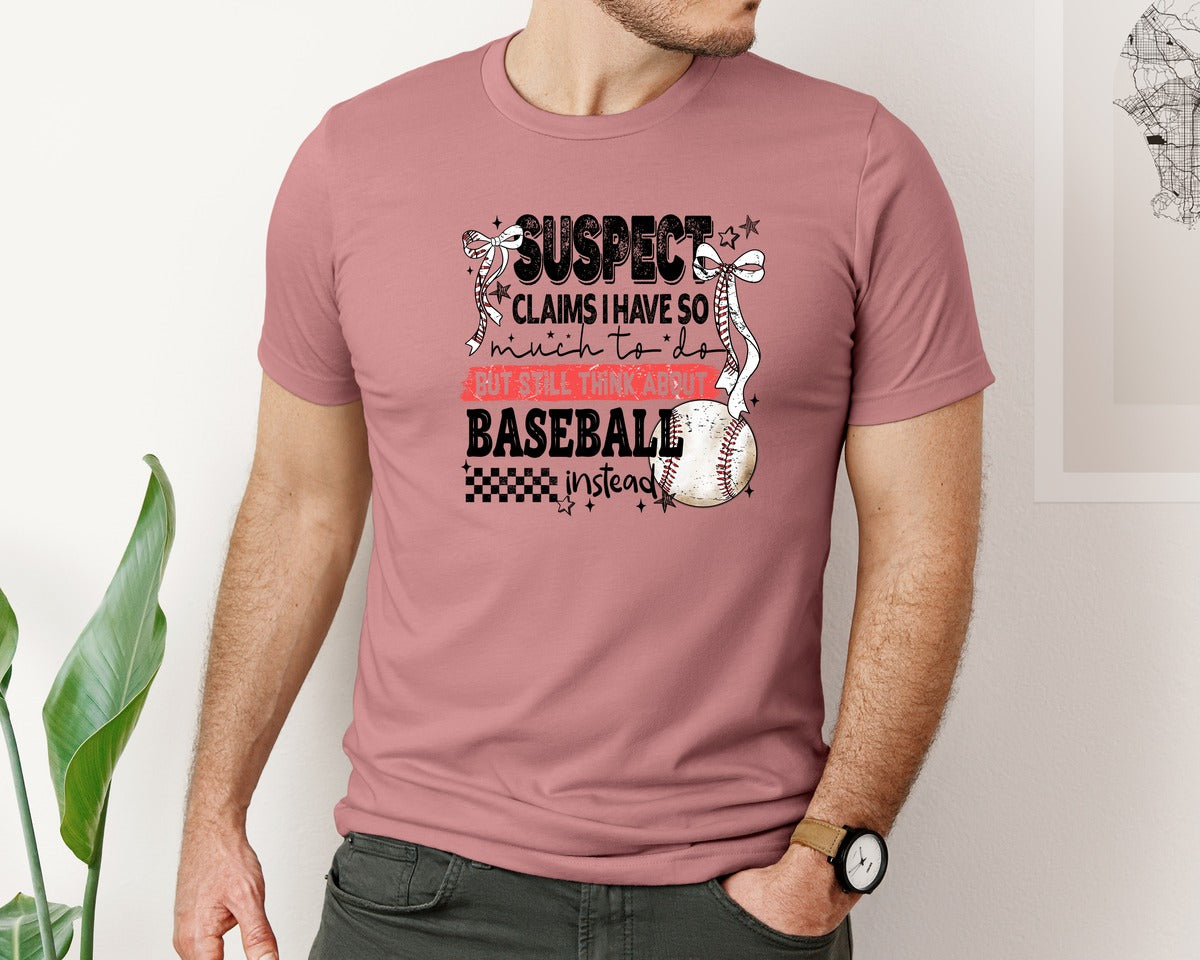brand:Bella Canvas|color:Heather Mauve|Baseball Bow Mom Quote Retro Distressed Graphic T-Shirt