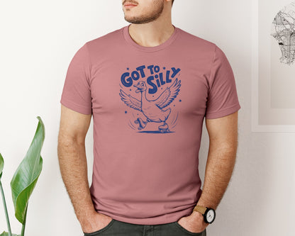 brand:Bella Canvas|color:Heather Mauve|Funny Goose Got Too Silly Design Graphic T-Shirt