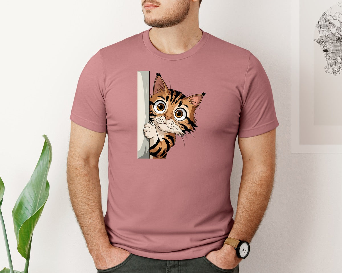 brand:Bella Canvas|color:Heather Mauve|Funny Sarcastic Sassy Cat Graphic T-Shirt