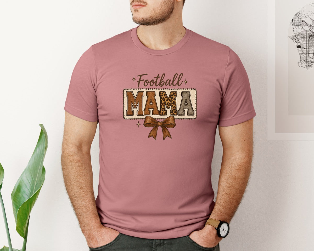 brand:Bella Canvas|color:Heather Mauve|Football Mama Game Daytouchdown Season 6 Graphic T-Shirt