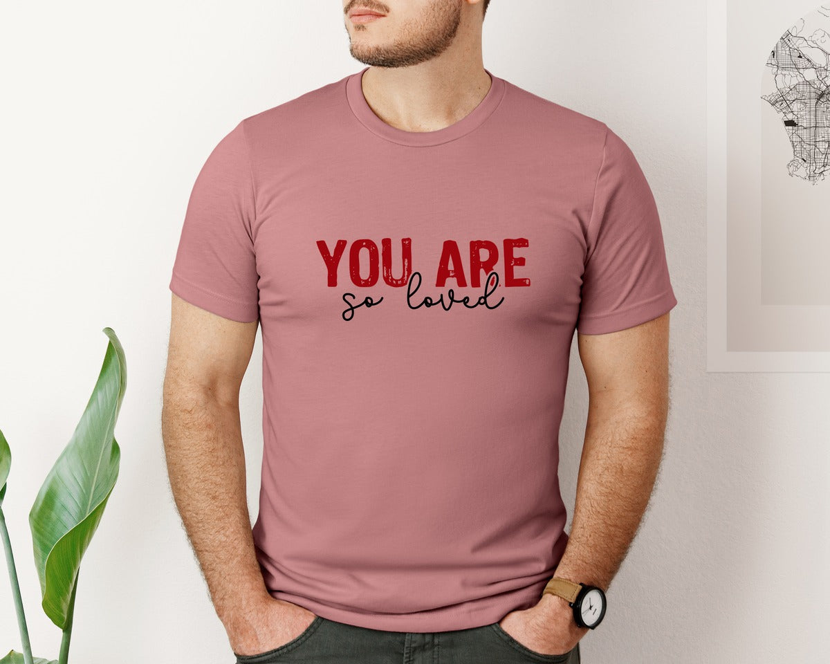 brand:Bella Canvas|color:Heather Mauve|Loved John 316 Christian Valentine 2 Graphic T-Shirt
