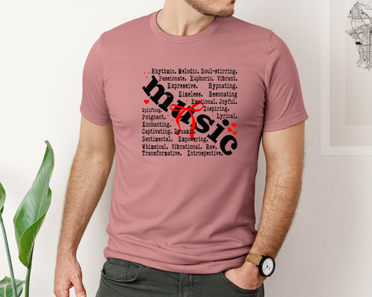 Music Words Music Coquette Bow Graphic T-Shirt