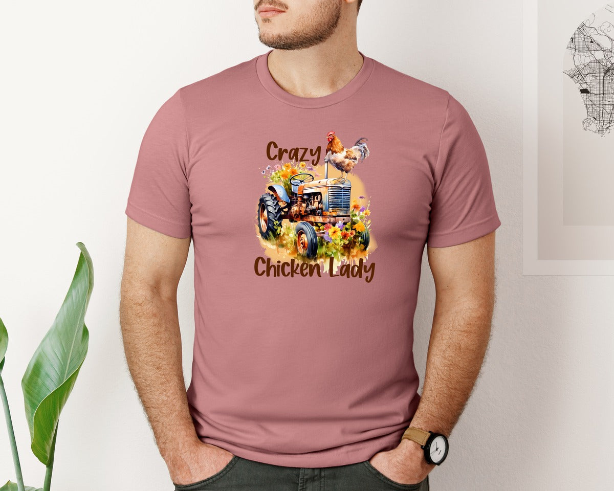 brand:Bella Canvas|color:Heather Mauve|Chicken For Wildflower Graphic T-Shirt