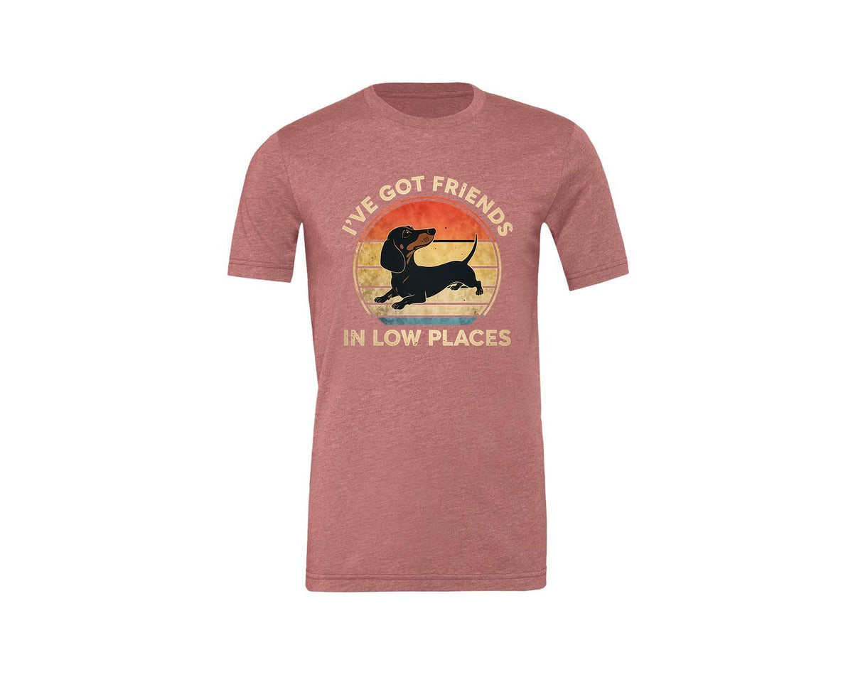 brand:Generic|color:Heather Mauve|Dachshund Ive Got Friends In Low Places 2 Graphic T-Shirt