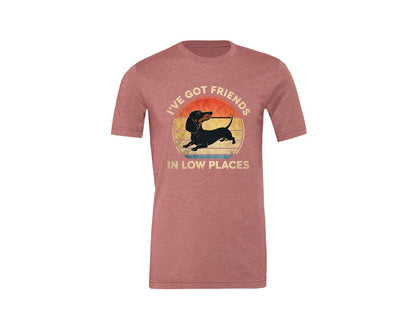 brand:Generic|color:Heather Mauve|Dachshund Ive Got Friends In Low Places 2 Graphic T-Shirt