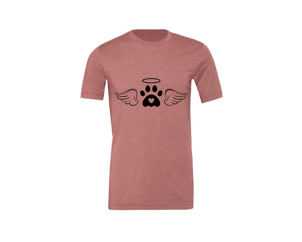 brand:Generic|color:Heather Mauve|Dog Angel Wings Memorial Graphic T-Shirt