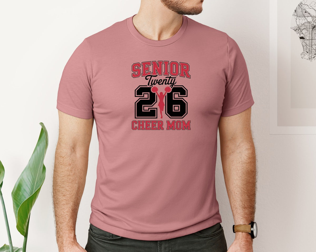 brand:Bella Canvas|color:Heather Mauve|Senior Cheer Mom 2026 Pnggraduation Graphic T-Shirt