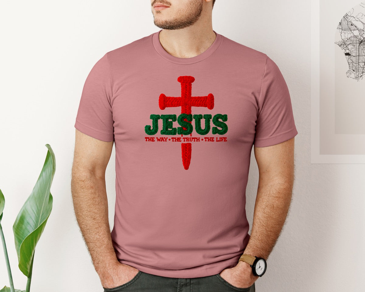 brand:Bella Canvas|color:Heather Mauve|Yarn Crochet Christian Christmas 6 Graphic T-Shirt