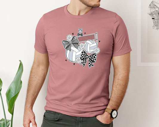 Volleyball Coquette Game Day Graphic T-Shirt