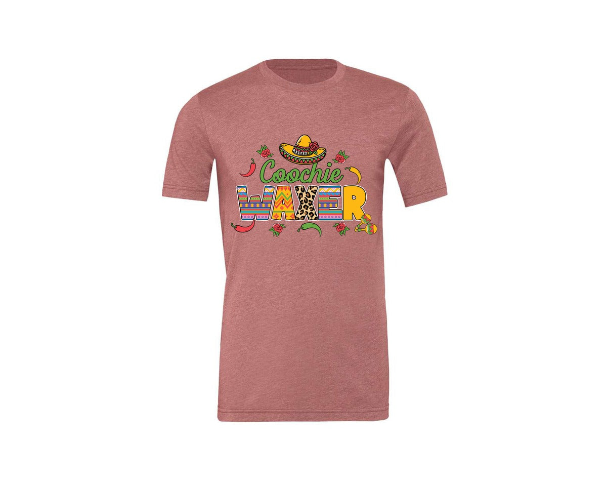 brand:Generic|color:Heather Mauve|Cinco De Mayo Coochie Waxer Mexico Graphic T-Shirt