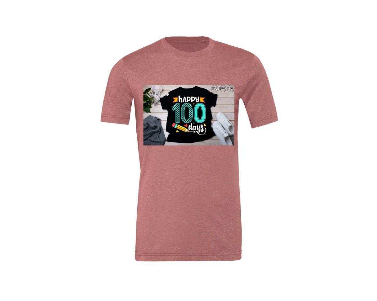 brand:Generic|color:Heather Mauve|100 Days Of School Shirt 10 Graphic T-Shirt