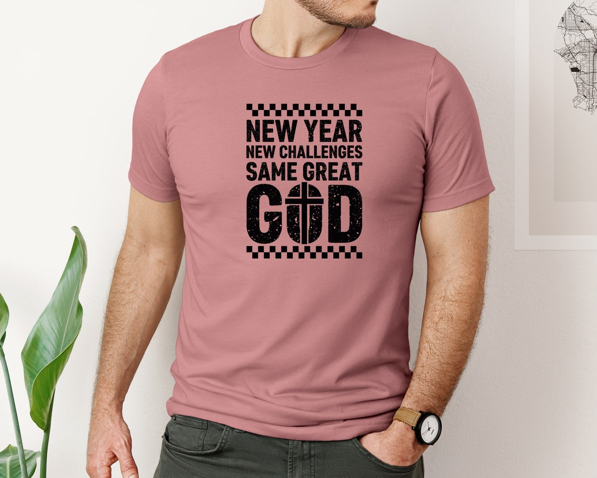 brand:Bella Canvas|color:Heather Mauve|Christian New Year Happy New Year Graphic T-Shirt