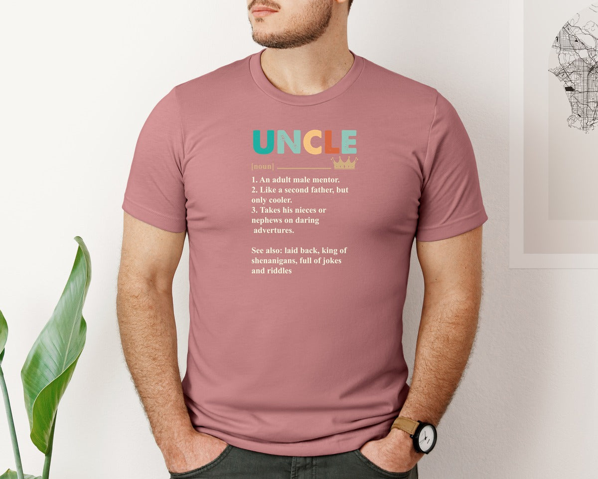 brand:Bella Canvas|color:Heather Mauve|Uncle Definition Funny Fathers Day Graphic T-Shirt