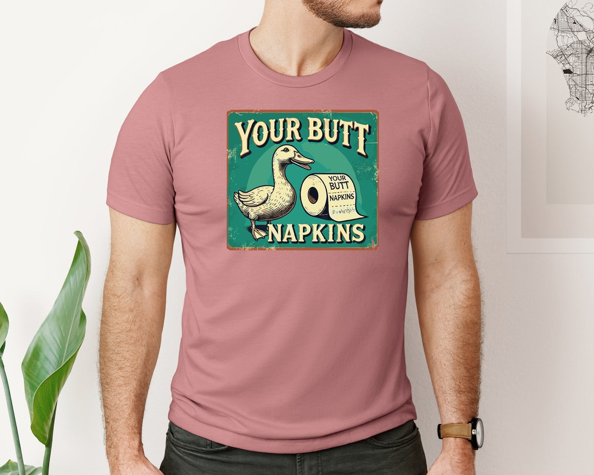 brand:Bella Canvas|color:Heather Mauve|Vintage Style Funny Duck Graphic T-Shirt