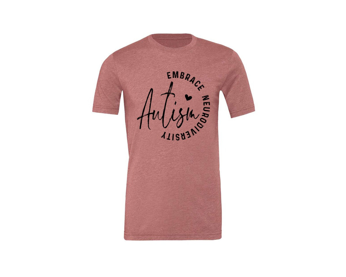 brand:Generic|color:Heather Mauve|Embrace Neurodiversity Autism Graphic T-Shirt