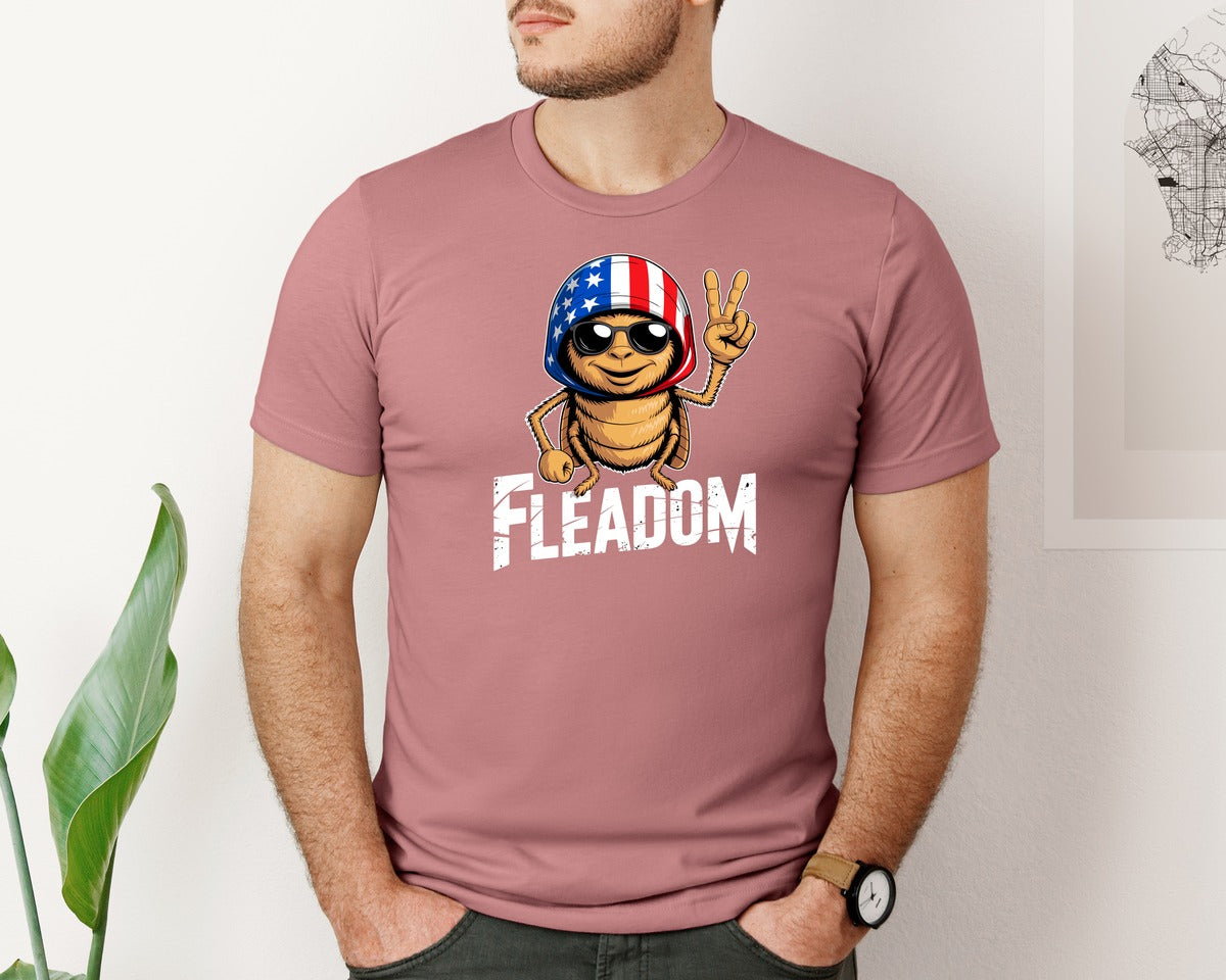 brand:Bella Canvas|color:Heather Mauve|Fleadom 4Th Of July Peace Insect Graphic T-Shirt