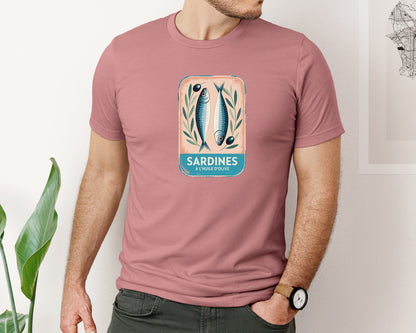 brand:Bella Canvas|color:Heather Mauve|Sardines Fisherman Trendy Summer Graphic T-Shirt