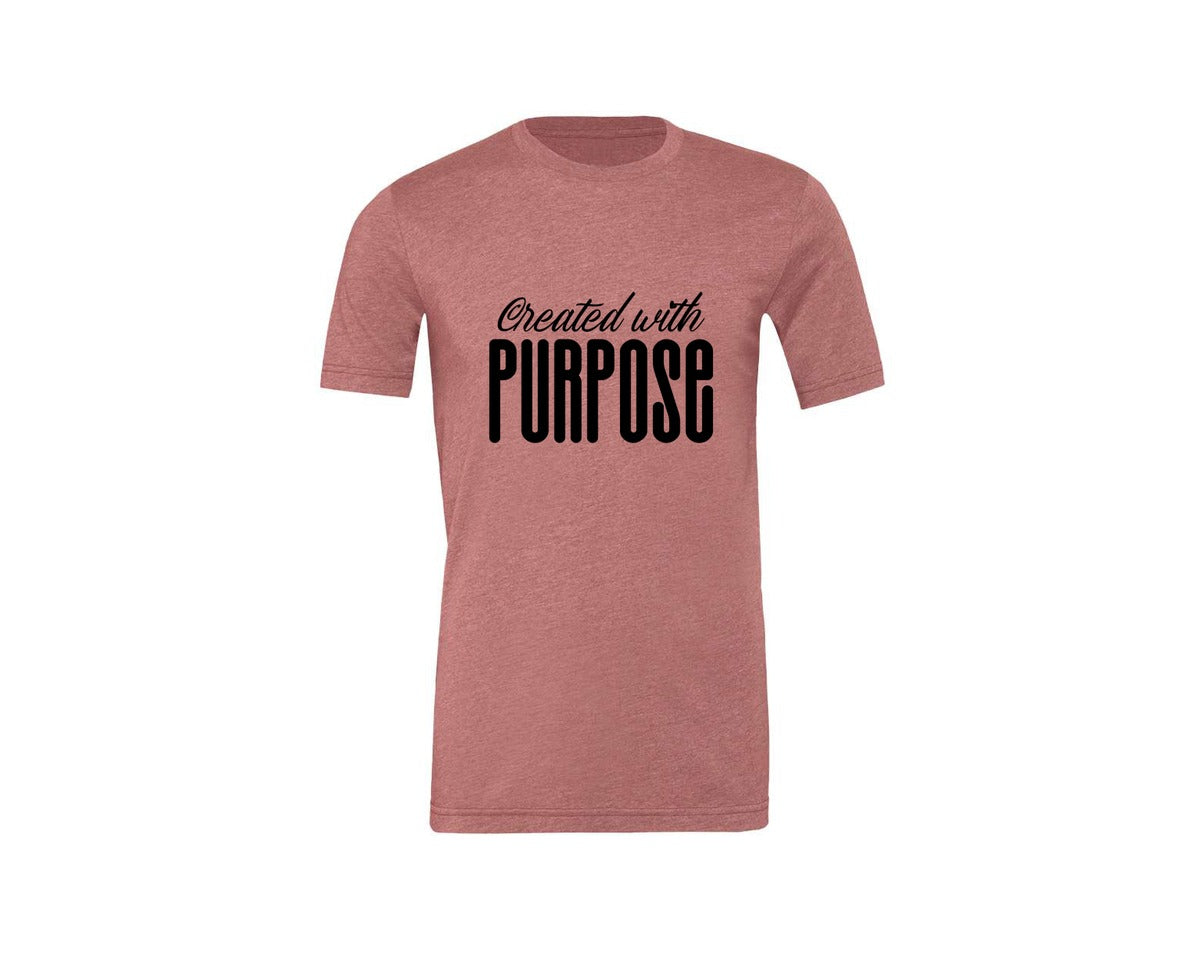 brand:Generic|color:Heather Mauve|Created With Purpose Sleeve Design Graphic T-Shirt