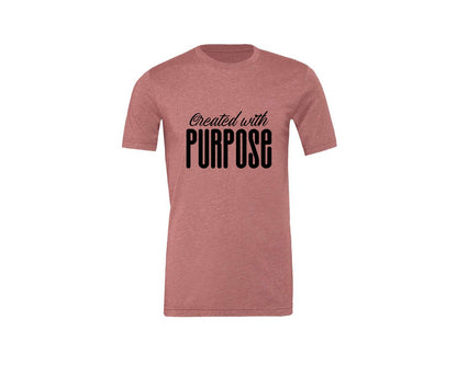 brand:Generic|color:Heather Mauve|Created With Purpose Sleeve Design Graphic T-Shirt