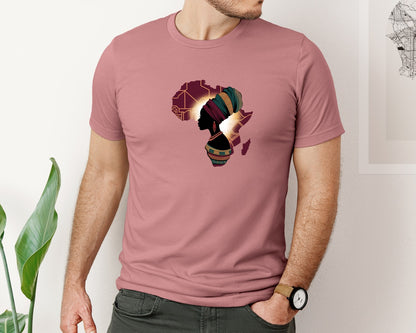 brand:Bella Canvas|color:Heather Mauve|African American Map Melanin Queen Graphic T-Shirt