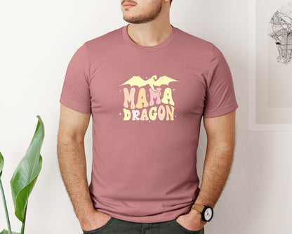 brand:Bella Canvas|color:Heather Mauve|Mama Dragons Mothers Day Design Graphic T-Shirt