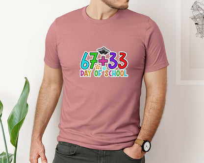 brand:Bella Canvas|color:Heather Mauve|6733 Day Of School 100Th Days Graphic T-Shirt