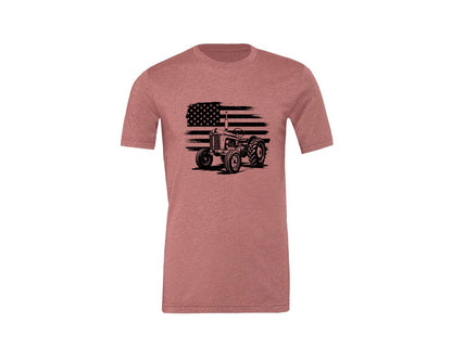 brand:Generic|color:Heather Mauve|Tractor Flag Vector T Shirt Design Graphic T-Shirt