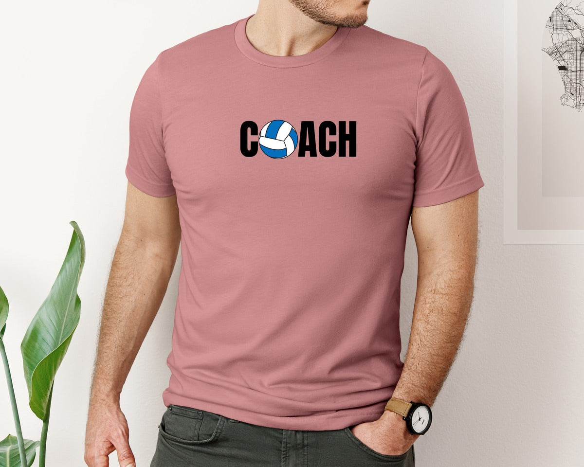 brand:Bella Canvas|color:Heather Mauve|Volleyball Coach File Graphic T-Shirt