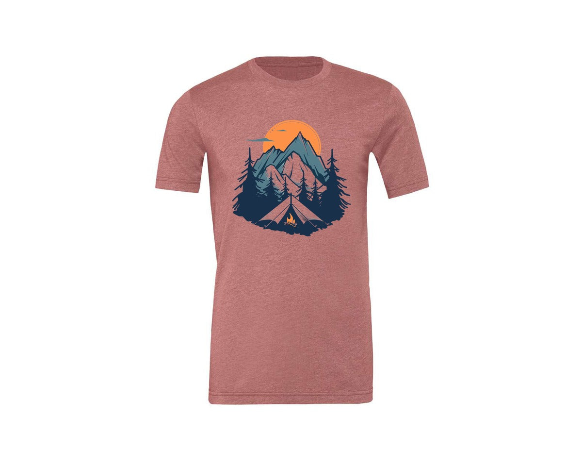 brand:Generic|color:Heather Mauve|Sunset Camping Adventure T Shirt Design 8 Graphic T-Shirt
