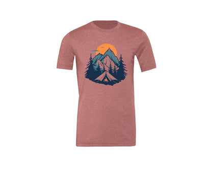 brand:Generic|color:Heather Mauve|Sunset Camping Adventure T Shirt Design 8 Graphic T-Shirt