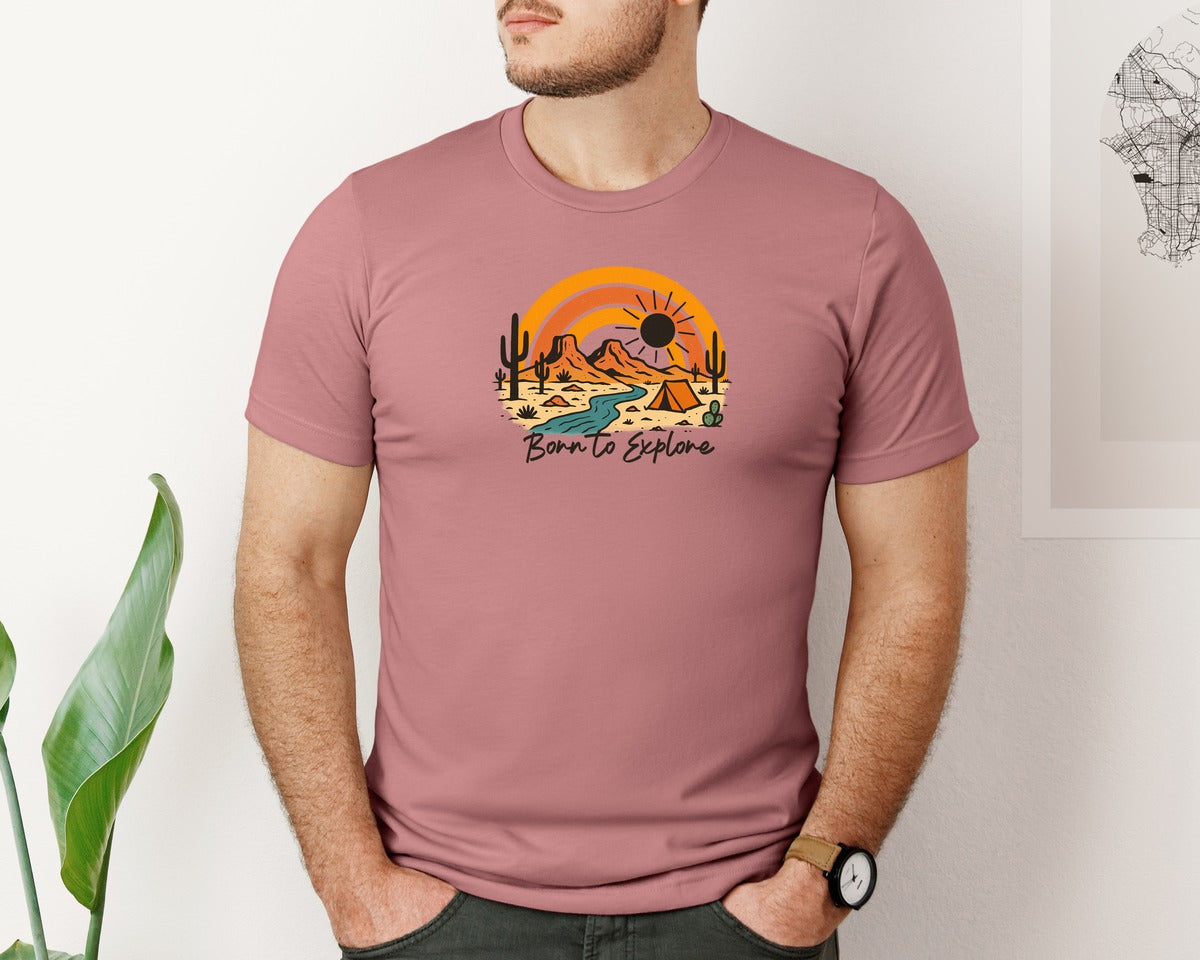 brand:Bella Canvas|color:Heather Mauve|Traveling Hiking Adventure Shirt Graphic T-Shirt
