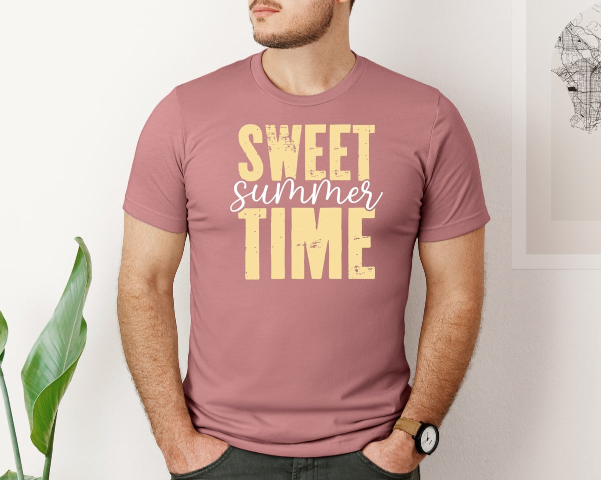 brand:Bella Canvas|color:Heather Mauve|Sunshine Summer Beach Life Graphic T-Shirt