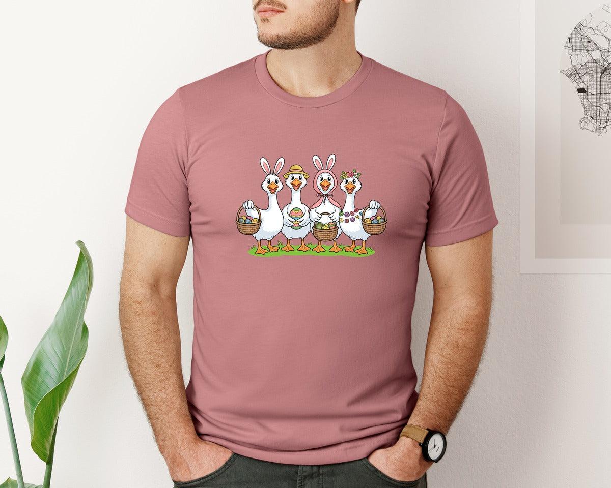 brand:Bella Canvas|color:Heather Mauve|Easter Goose Easter Bunny Goose Graphic T-Shirt