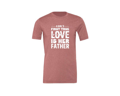 brand:Generic|color:Heather Mauve|First True Love Girls Dad Graphic T-Shirt