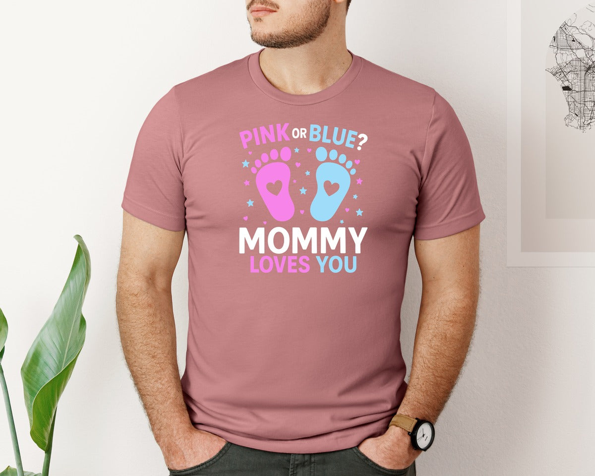 brand:Bella Canvas|color:Heather Mauve|Mommy Gender Reveal New T Shirt Graphic T-Shirt