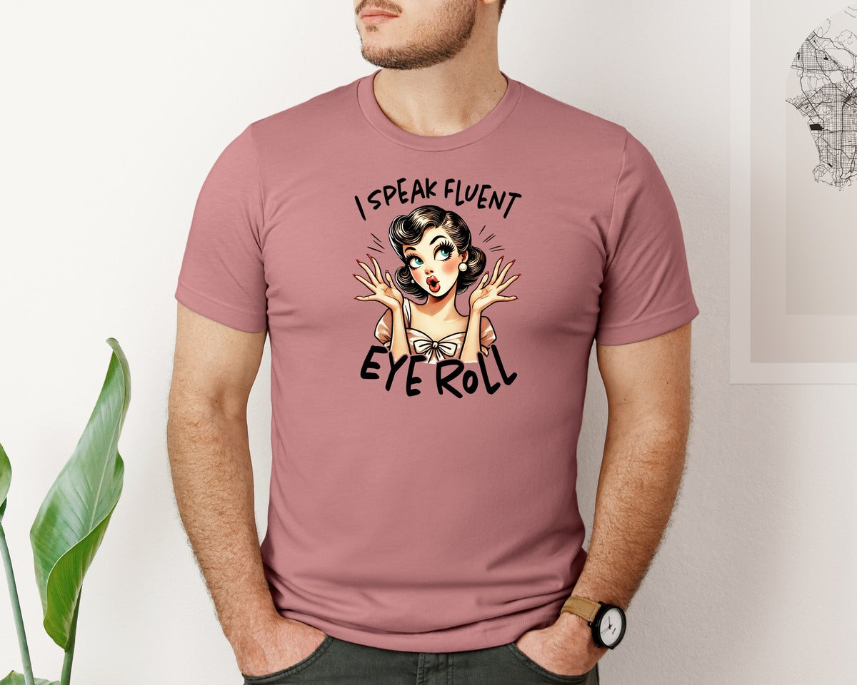 brand:Bella Canvas|color:Heather Mauve|Retro Sarcastic Vintage Girl Graphic T-Shirt