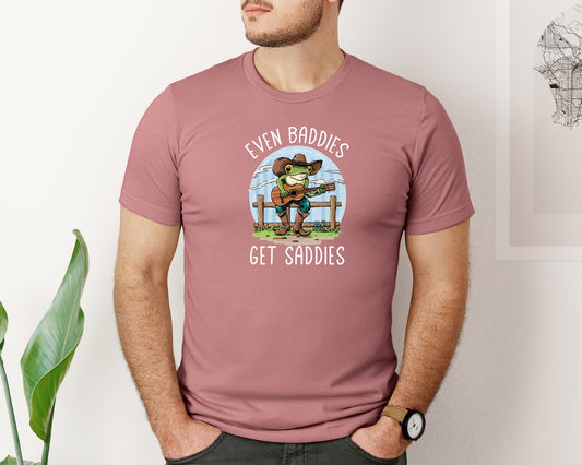 Even Baddies Get Saddies Funny Frog Meme Graphic T-Shirt