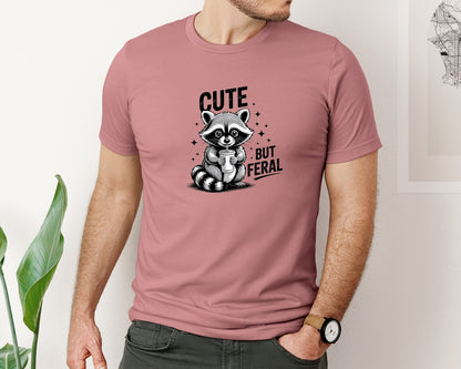 brand:Bella Canvas|color:Heather Mauve|Cute But Feral Funny Sarcastic Snark 2 Graphic T-Shirt